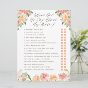 Invitation Qu'a-t-il dit de son jeu de douche de mariée