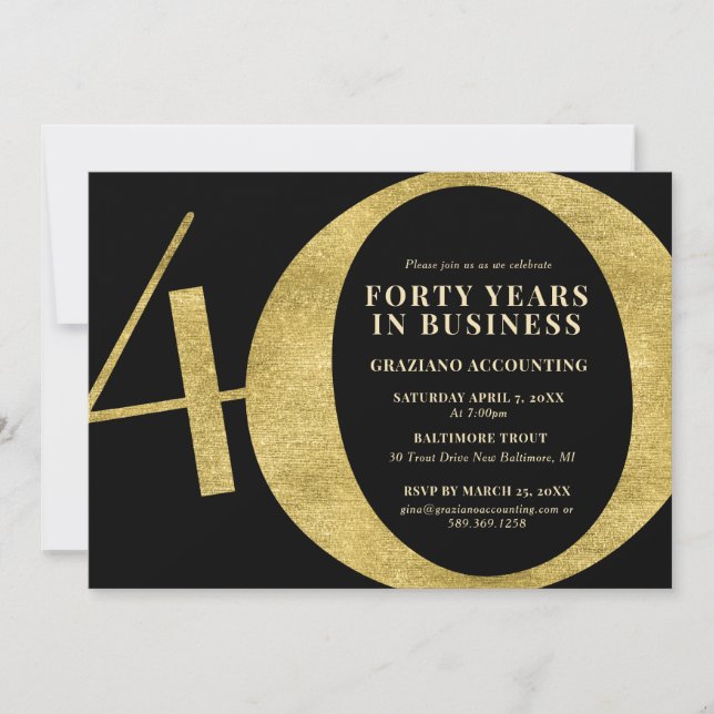 Invitation Quarante ans d'affaires 40e anniversaire (Devant)