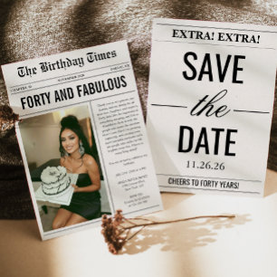 Invitation Quarante ans et fabuleux Photo 40e anniversaire