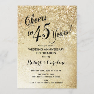 Invitation quarante-cinquième Or d'anniversaire de mariage