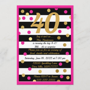 Invitation Quarante et fabuleux Anniversaire d'or noir noir r