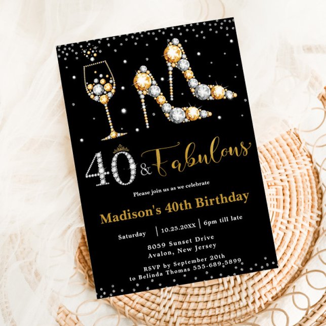 Invitation Quarante et fabuleux talon haut bulle 40e annivers (Créateur téléchargé)