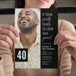 Invitation Quarante Noir & Blanc 40e Anniversaire Photo
