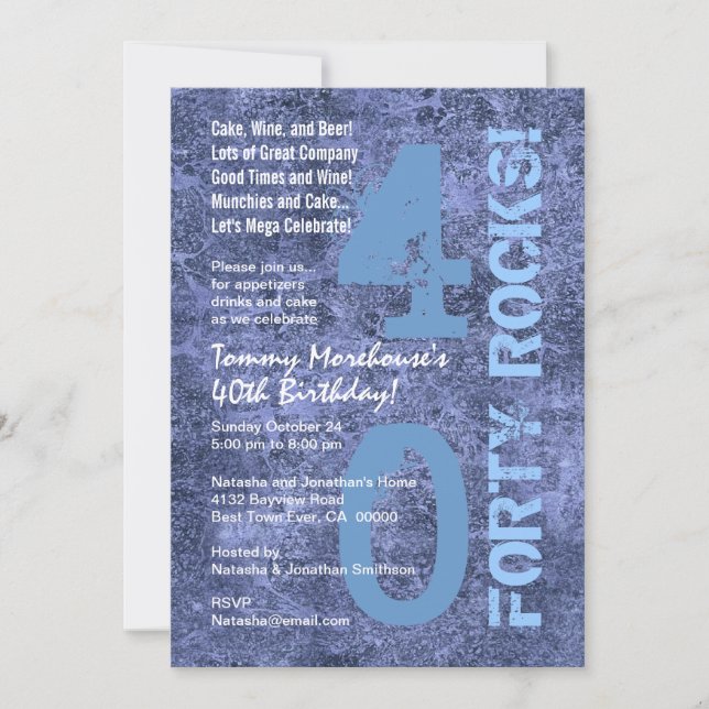 Invitation Quarante rochers ! 40e anniversaire de Blue Jeans  (Devant)