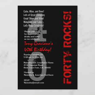 Invitation Quarante roches ! Toile rouge blanche noire