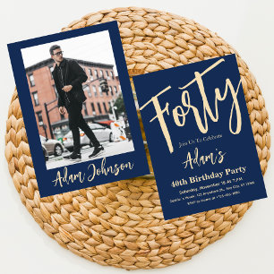 Invitation Quarante Script moderne 40e fête d'anniversaire Ph