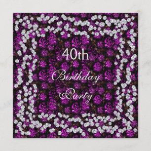 Invitation Quarantième anniversaire élégant floral et de