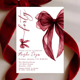 Invitation Quarantième Anniversaire Ruban Bourguignon Aquarel