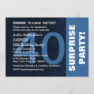 Invitation quarantième Bleu de minuit moderne de fête