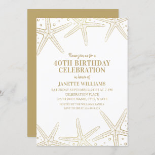 Invitation Quarantième fête d'anniversaire d'étoiles de mer