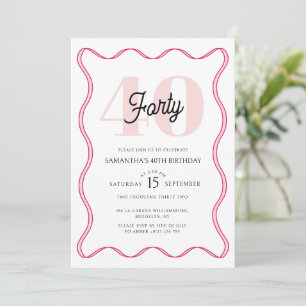 Invitation Quarantième Retro Wavy Borders 40e anniversaire
