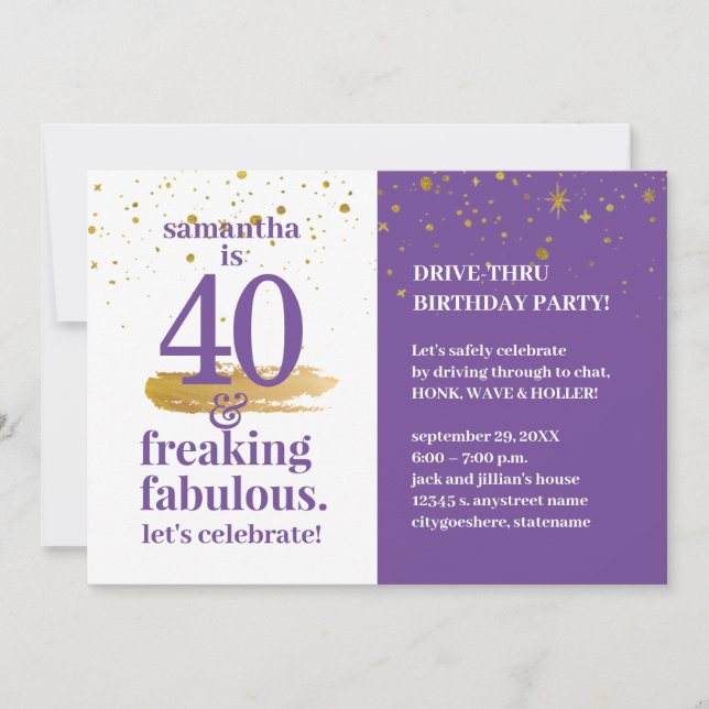 Invitation Quarantine Drive Thru 40 et Fabuleux anniversaire (Devant)