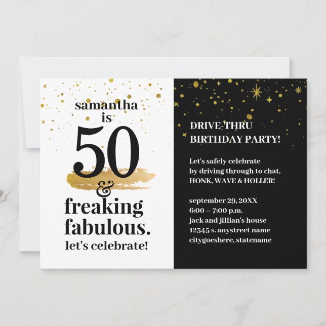 Invitation Quarantine Drive Thru 50 et Fabuleux anniversaire (Devant)
