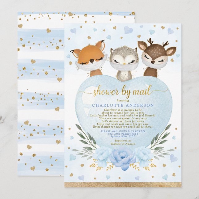 Invitation Quarantine Woodland Baby shower d'amour par courri (Devant / Derrière)