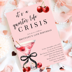 Invitation Quarter Life Crisis Cherry Martini 25e anniversair