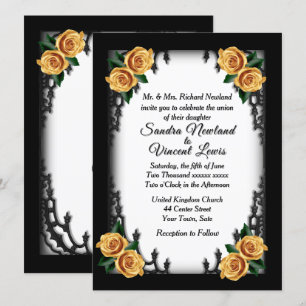 Invitation Quartier français Goth 4 Corner Rose jaune Mariage