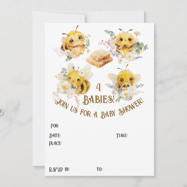 Invitation Quatre Abeilles (Devant)