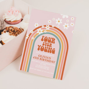 Invitation Quatre ans pour toujours jeune anniversaire arc-en