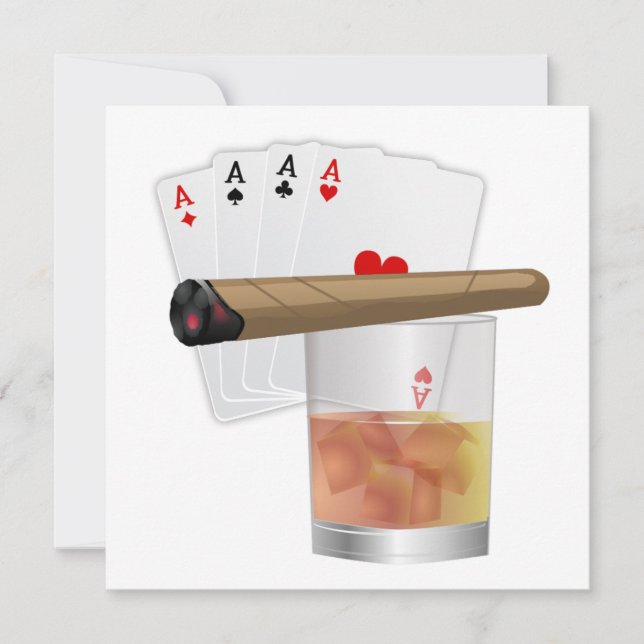 Invitation Quatre As, Un Verre et Un Cigar (Devant)