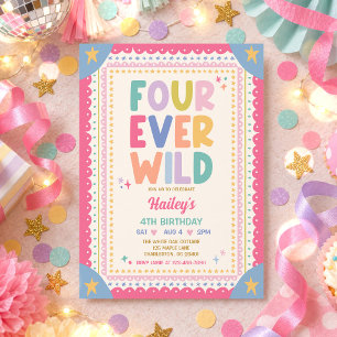Invitation Quatre Ever Wild Fille Fantaisiste 4ème Fête d'Ann