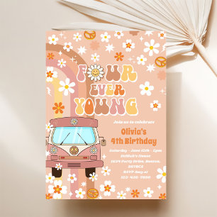 Invitation Quatre Ever Young Retro Arc-en-ciel 4e anniversair