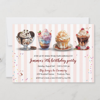 Invitation Quatre Faites votre propre crème glacée dimanche A
