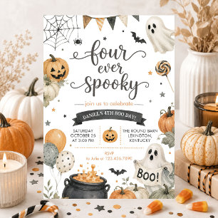 Invitation Quatre fois fantôme d'Halloween effrayant 4e anniv