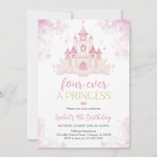 Invitation Quatre fois Princesse 4e anniversaire
