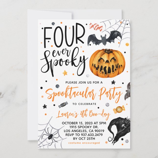 Invitation Quatre Halloween Éffrayants (Devant)
