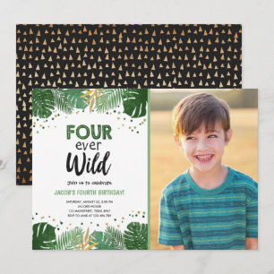 Invitation Quatre Jours d'anniversaire du Safari Tropical Boy