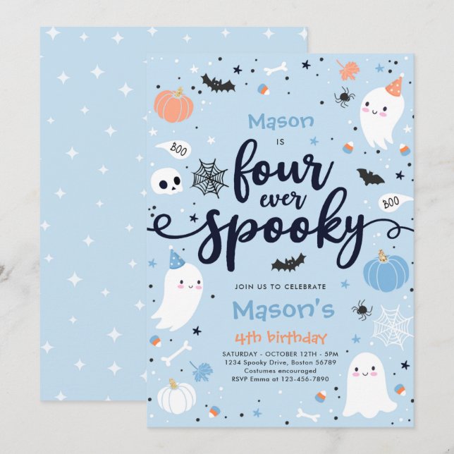 Invitation Quatre Jours Éffrayants Halloween Ghost 4e anniver (Devant / Derrière)