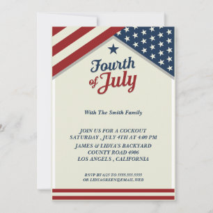 Invitation Quatre juillet Joyeuse fête de l'indépendance Amér