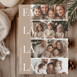 Invitation Quatre Photos Beige Fa La La Christmas