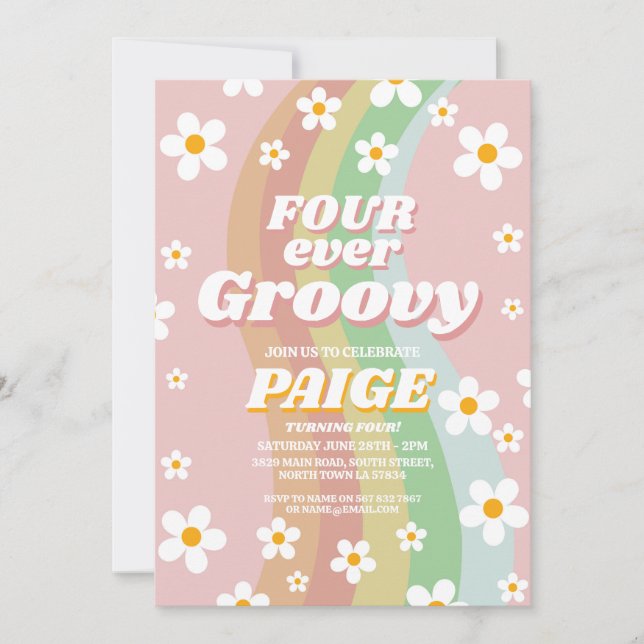 Invitation QUATRE pour toujours Groovy 4ème Pour toujours Fil (Devant)