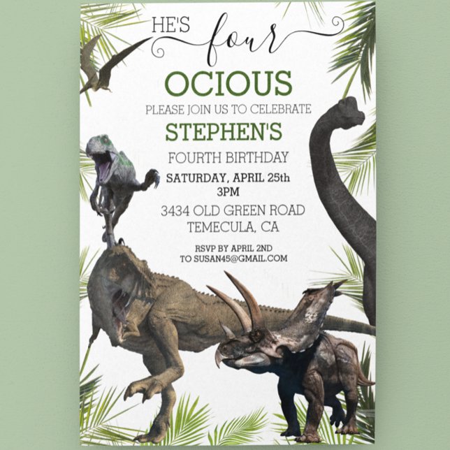 Invitation Quatre quarts Rapporteurs Dinosaur Tyrannosaurus A (Créateur téléchargé)