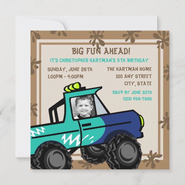 Invitation Quatre roues Amusement / Anniversaire (Devant)