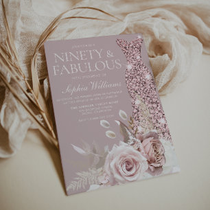 Invitation Quatre-vingt-dix ! Gown Dusty Rose Floral 90e anni