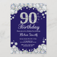 quatre-vingt-dixième Bleu marine d'anniversaire et