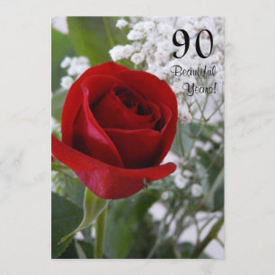 Invitation quatre-vingt-dixième Rose Célébration-Rouge