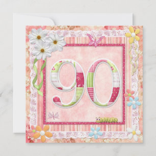 Invitation quatre-vingt-dixième style scrapbooking de fête