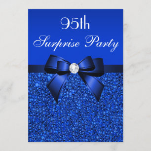 Invitation quatre-vingt-quinzième Paillettes et arc de bleu
