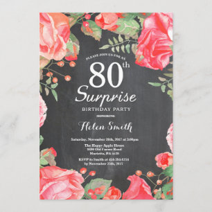 Invitation Quatre-vingtième anniversaire de surprise florale