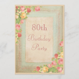 Invitation Quatre-vingtième fête d'anniversaire de roses