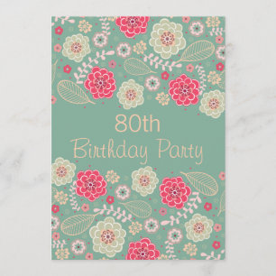 Invitation quatre-vingtième Floral moderne génial chic de