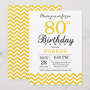 Invitation quatre-vingtième Jaune Chevron d'invitation
