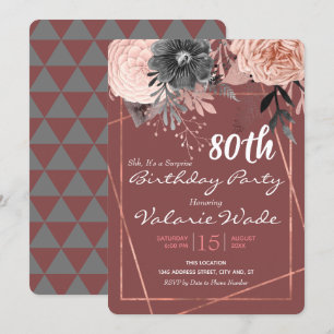 Invitation quatre-vingtième Roses de rose de fête