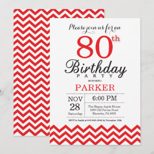 Invitation quatre-vingtième Rouge Chevron d'invitation