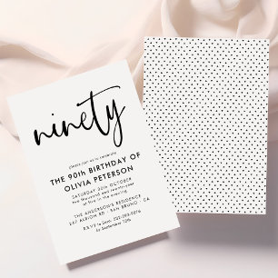 Invitation Quatre-vingts   90e Soirée d'Anniversaire Noir & B