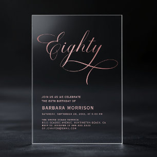 Invitation quatre-vingts ans Black Rose Gold