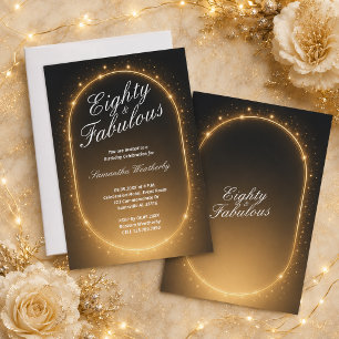Invitation Quatre-vingts & Fabuleux Anniversaire Paillettes D
